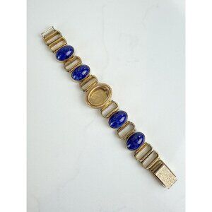 Kollmar and Jourdan Watch Band Vintage Gold Plated Lapis Lazuli Art Deco Jewelry
